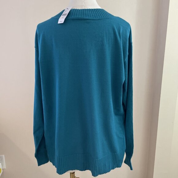 Lane Bryant Woman's V-Neck Sweater Size 14/16 Aqua Colorful Minimalist NWT - Picture 3 of 9